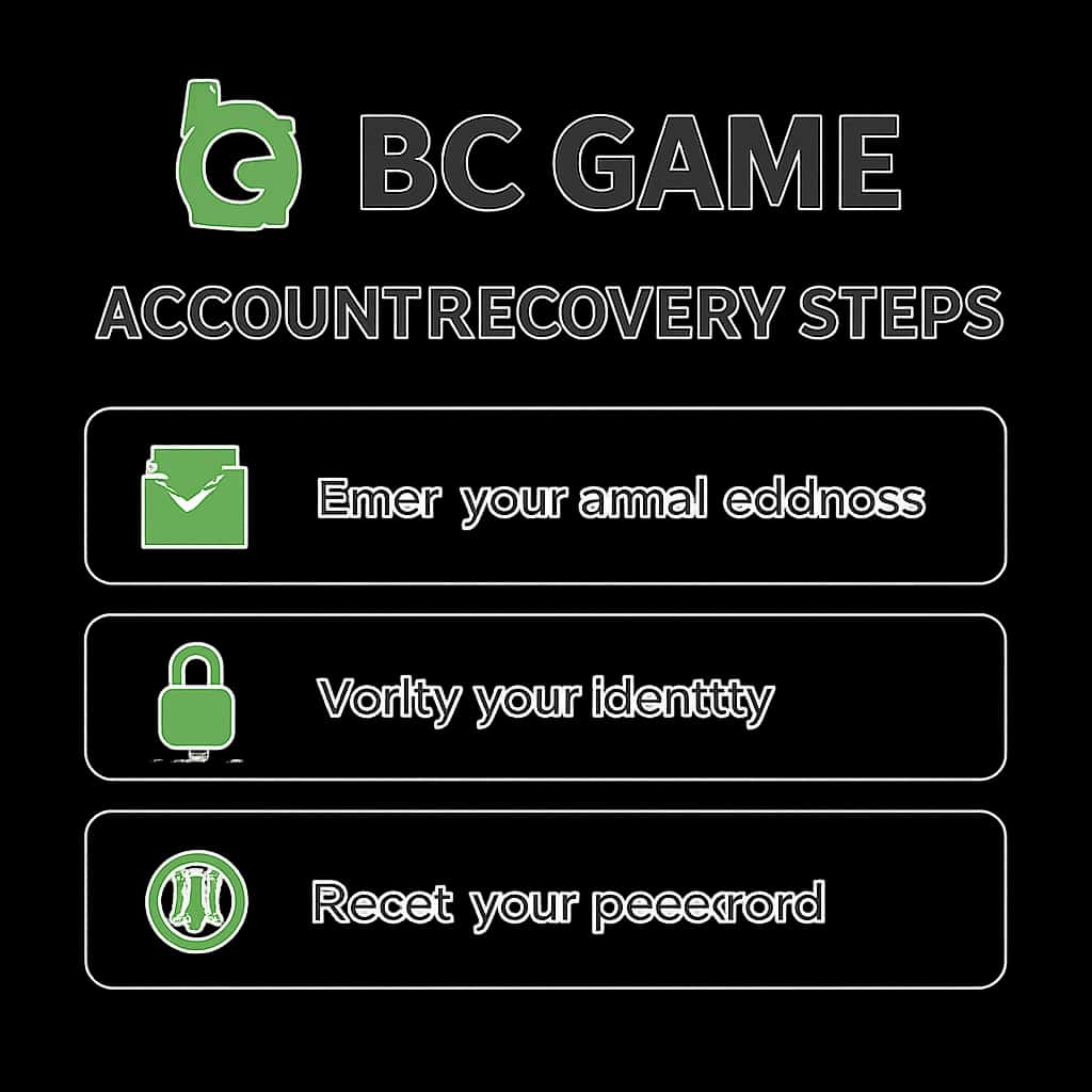 An illustrative diagram of steps to recover a BC Game account.