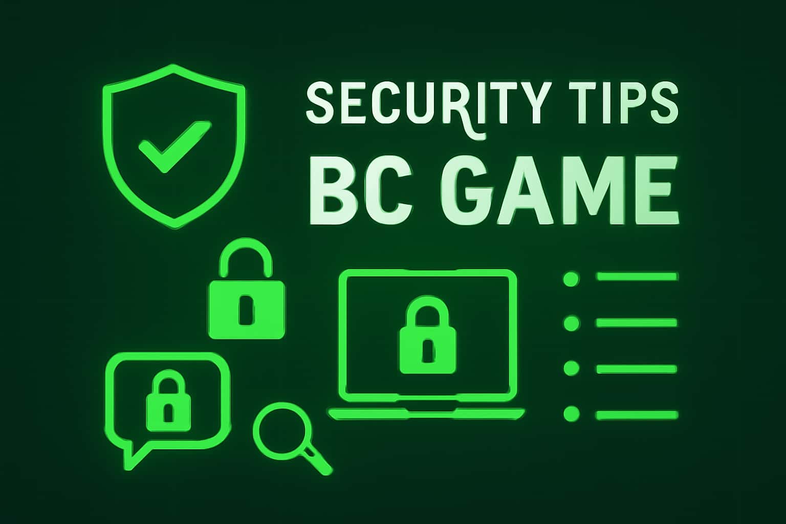 Informational scene depicting Security Tips for BC Game with a focus on account protection.