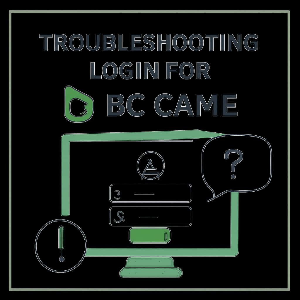 Illustration detailing common login issues for BC Game.