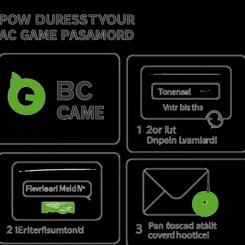 An educational diagram showing steps involved in resetting the BC Game password, clearly labeled with each step.