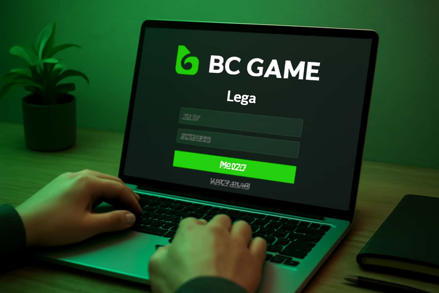 A futuristic depiction of logging into BC Game, highlighting technology and user interaction.