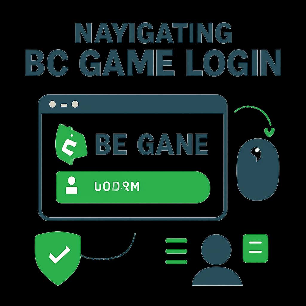 An educational graphic detailing the steps to log in to BC Game.