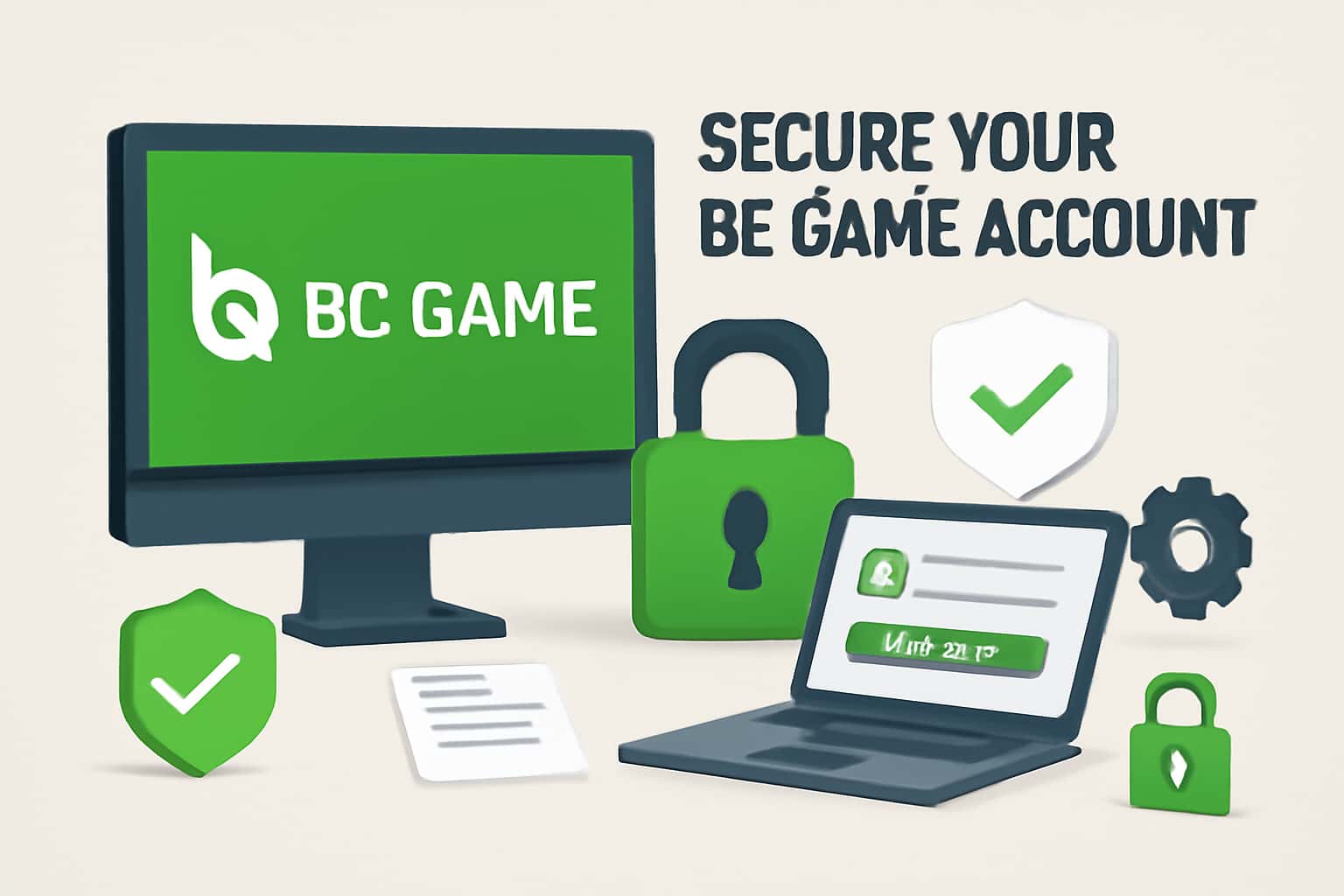 An informative visual about securing a BC Game account, featuring the text BC Game.